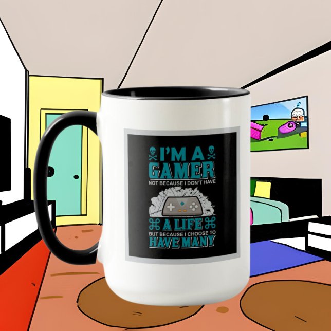 Taza jugador gracioso agregar arte de palabra monograma (Subido por el creador)