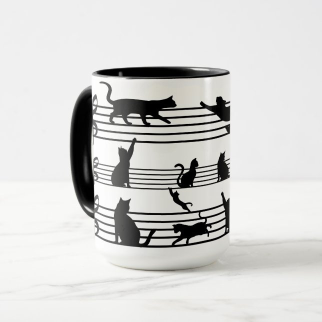 Taza Jugando a los gatos Piano Notas Fiesta Coffee Mug (Anverso izquierdo)