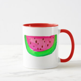 Taza Jugosa sandía rosa frutal barro de arte