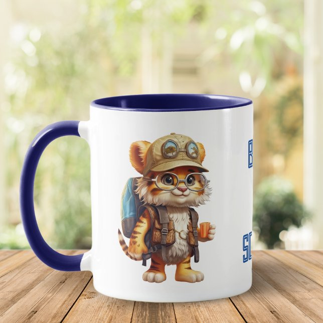 Taza Jugoso cubo de tigre con mochila y café (Subido por el creador)