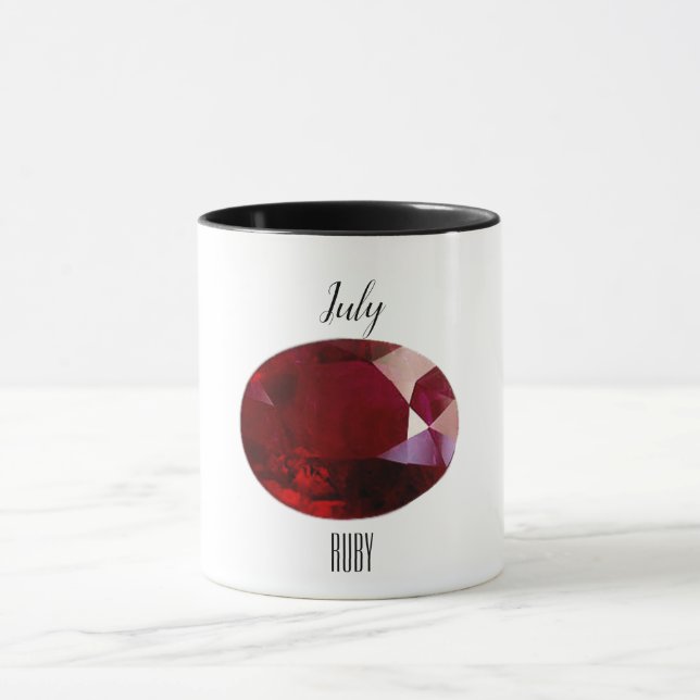 Taza Julio Birthstone Ruby Gemstone Art (Centro)