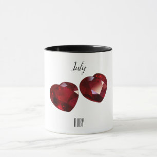 Taza Julio Birthstone Ruby Gemstone Art