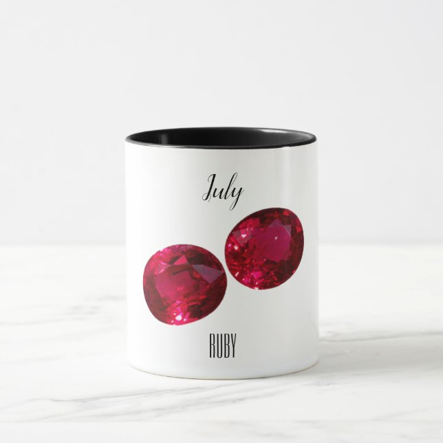 Taza Julio Birthstone Ruby Gemstone Art (Centro)
