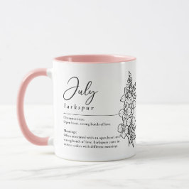 Taza Julio Mes de Nacimiento Flor Larkspur Minimalista