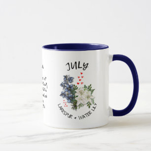 Taza JULY Nacimiento Mes Flor Nombre personalizado cris