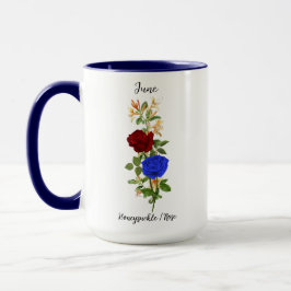 Taza June Birth Flower Honeysuckle y Rosa