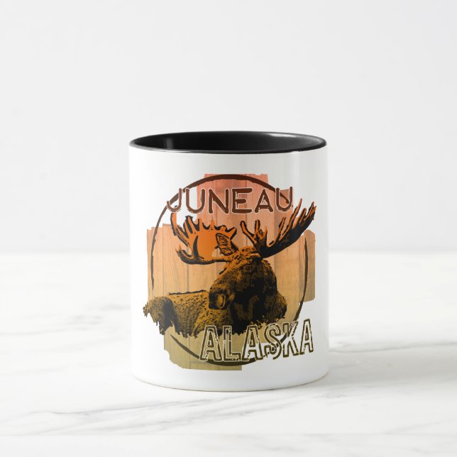 Taza Juneau Alaska naranja moose mug (Centro)