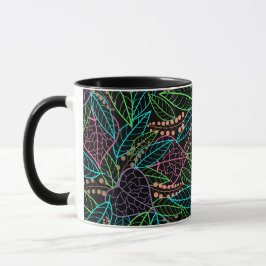 Taza jungla colorida de hojas barro combinado