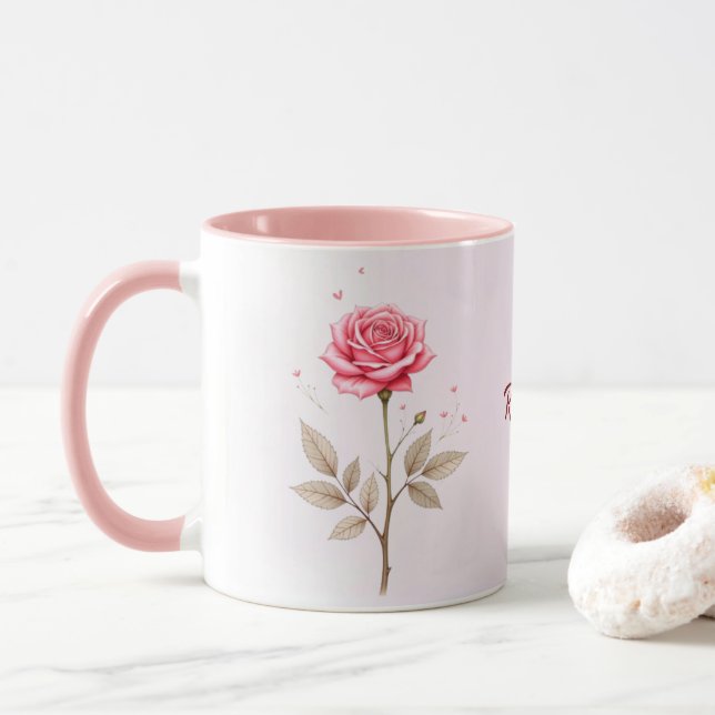 Taza Junio Mes de Nacimiento Personalizado de Flores Ca (Con donut)