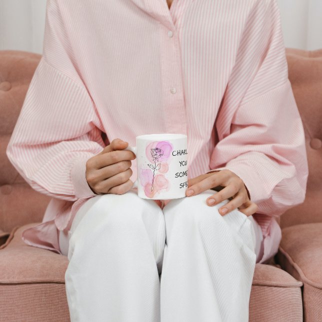 Taza Junio Rosa de Flor de Nacimiento Arte de Línea Púr (Subido por el creador)