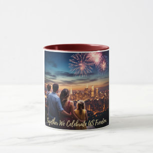 Taza "Juntos celebramos la libertad de Estados Unidos"