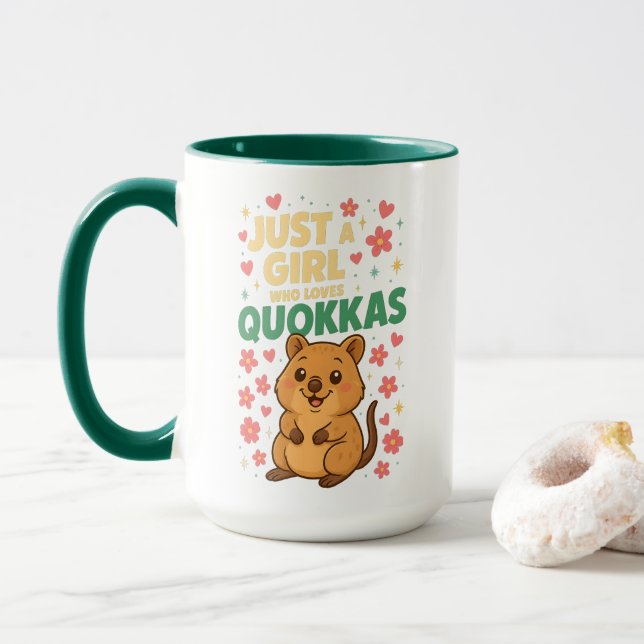Taza Just a Girl Who Loves Quokkas  Cute Smiling Quokka (Con donut)
