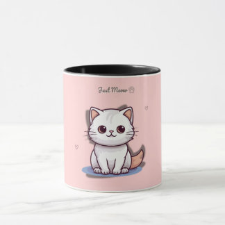 Taza Just Meow Cute White Kitten Mug | Pink Pastel 