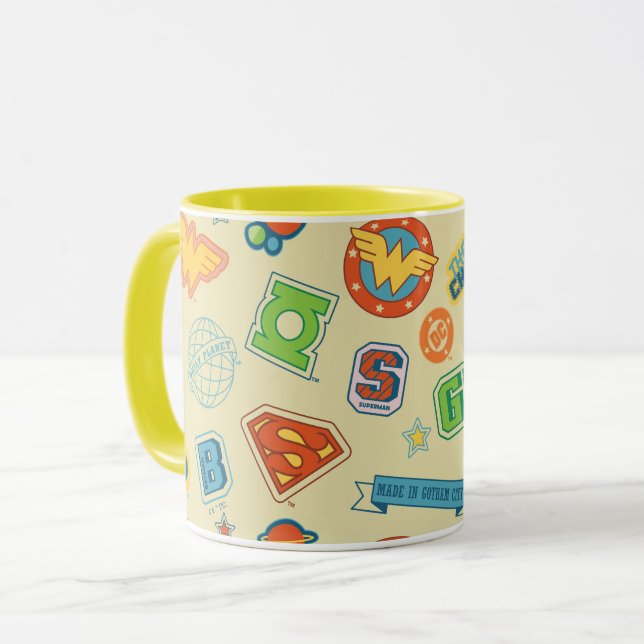 Taza Justice League Super Hero Badge Pattern (Anverso izquierdo)