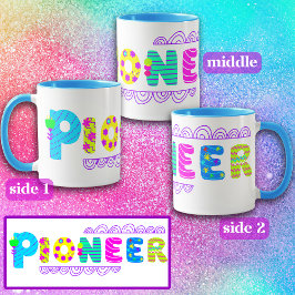 Taza JW Pioneer Fun Bright Letters envuelto alrededor d