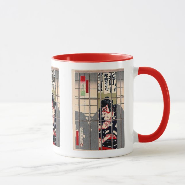 Taza KABUKI , Toyohara,kunichika (Derecha)