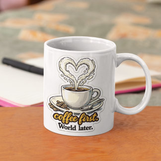 Taza Kaffee zuerst Herz-Design