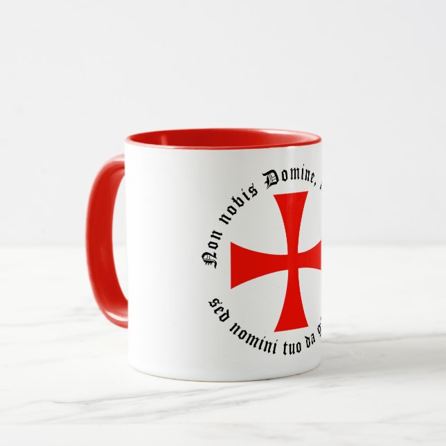 Taza Kaffeetasse mit Templerkreuz und Templermotto (Anverso izquierdo)