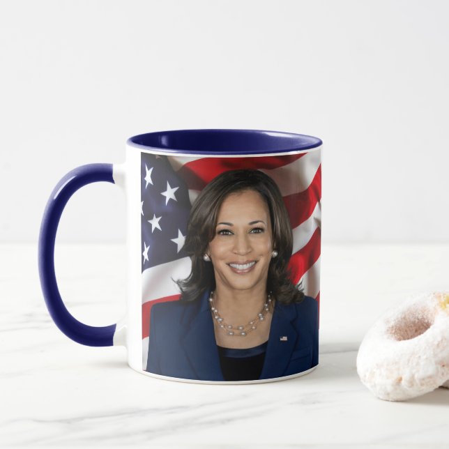 Taza Kamala Harris 2024 Foto del colectivo electoral de (Con donut)