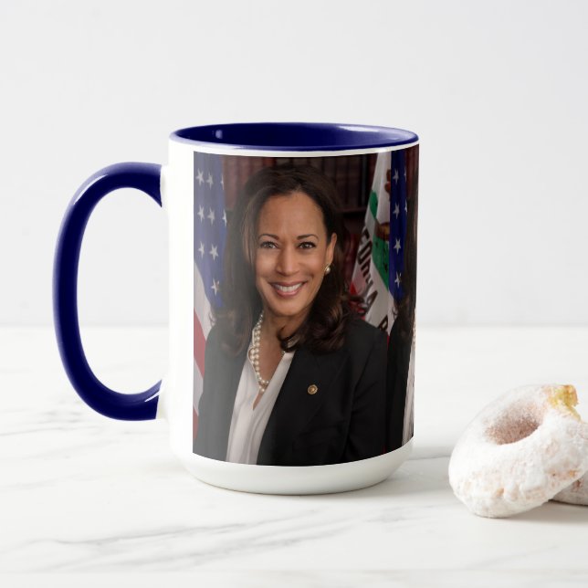 Taza Kamala Harris Retrato Oficial Café Mug (Con donut)