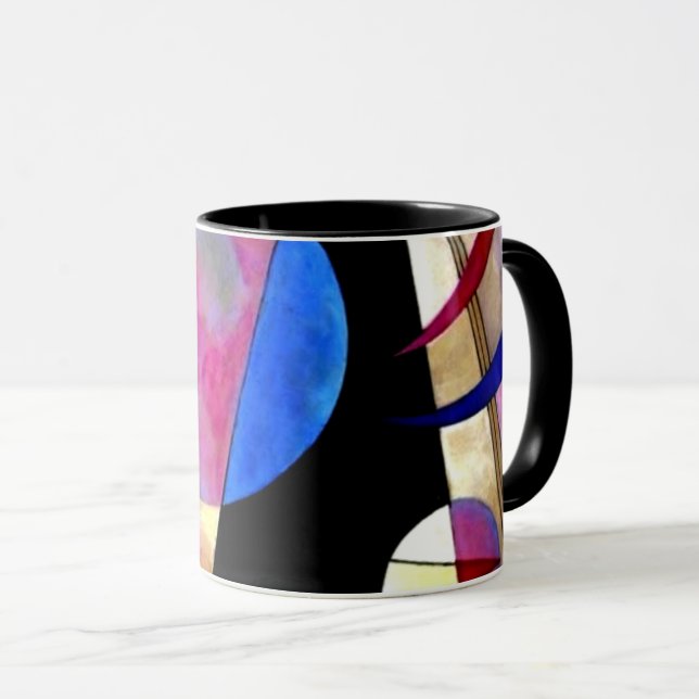 Taza Kandinsky - Cubismo abstracto con rosas y azules (Anverso derecho)