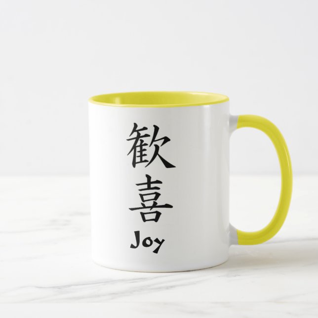 Taza Kanji japonés: Alegría (Derecha)