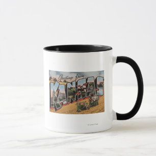 Taza Kansas (escena del depositante del tractor y del