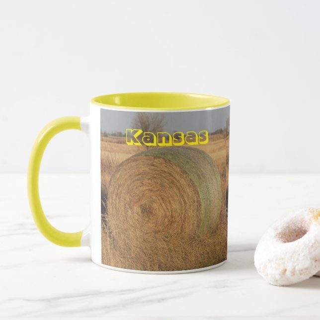 Taza Kansas Hay Bale Coffee Mug (Con donut)