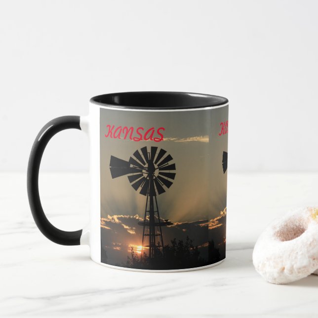Taza Kansas Windmill Sunset Mug (Con donut)