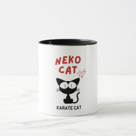 TAZA KARATE CAT BLACK CAT NEKO