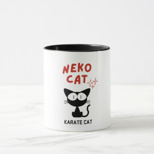 TAZA KARATE CAT BLACK CAT NEKO