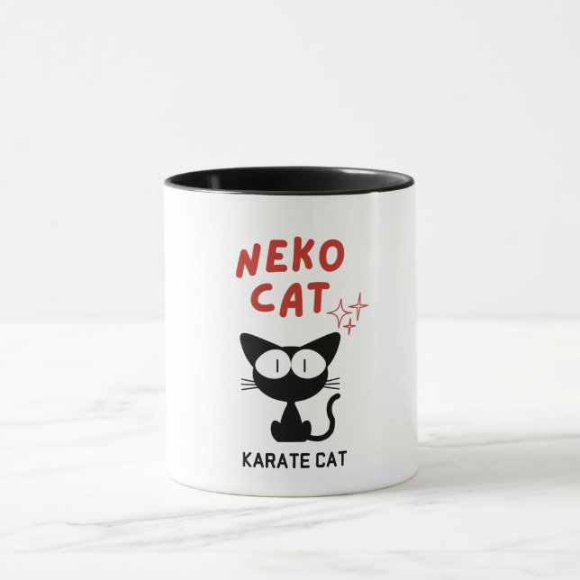 TAZA KARATE CAT BLACK CAT NEKO (Centro)