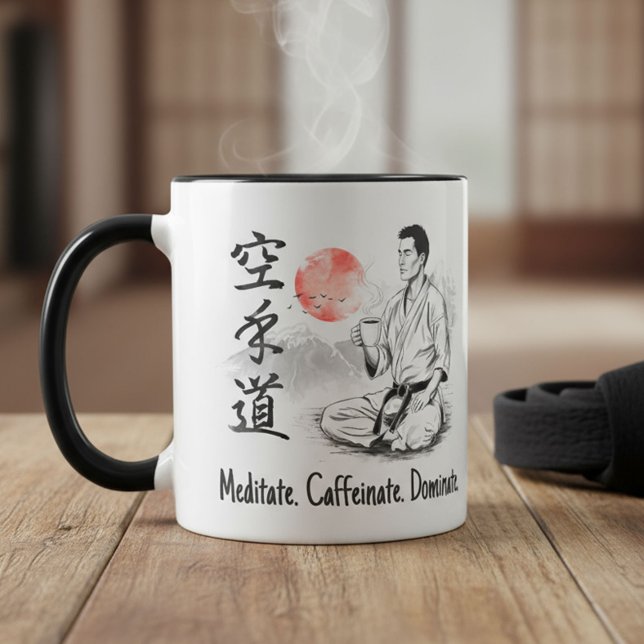 Taza Karate - Medita. Cafféinate. Domina. (Subido por el creador)