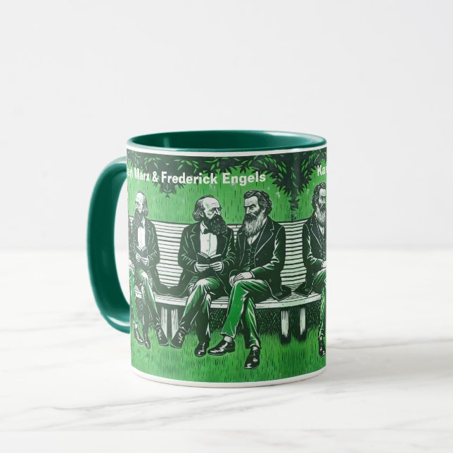 Taza Karl Marx y Fredrich Engels el manifiesto Mug (Anverso izquierdo)
