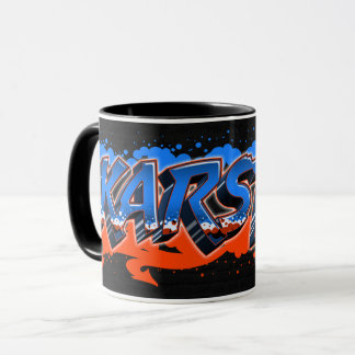 Taza Karsten Vorname Name Graffiti blue orange Tasse
