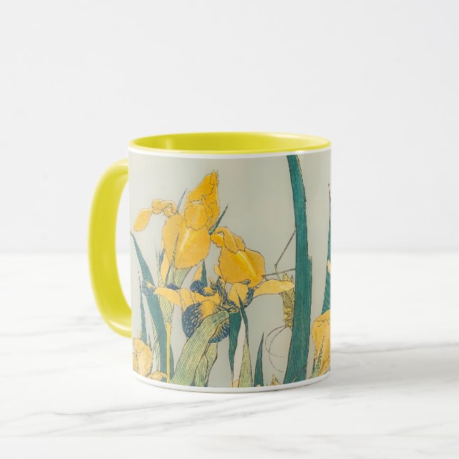 Taza Katsushika Hokusai - Grasshopper e Iris (Anverso izquierdo)