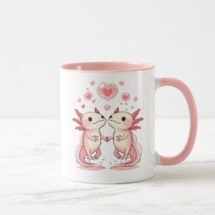 Taza Kawaii Axolotl Love: Criaturas acuáticas ricas