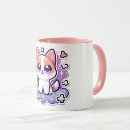 Taza Kawaii cachorro adorable perro con ojos grandes
