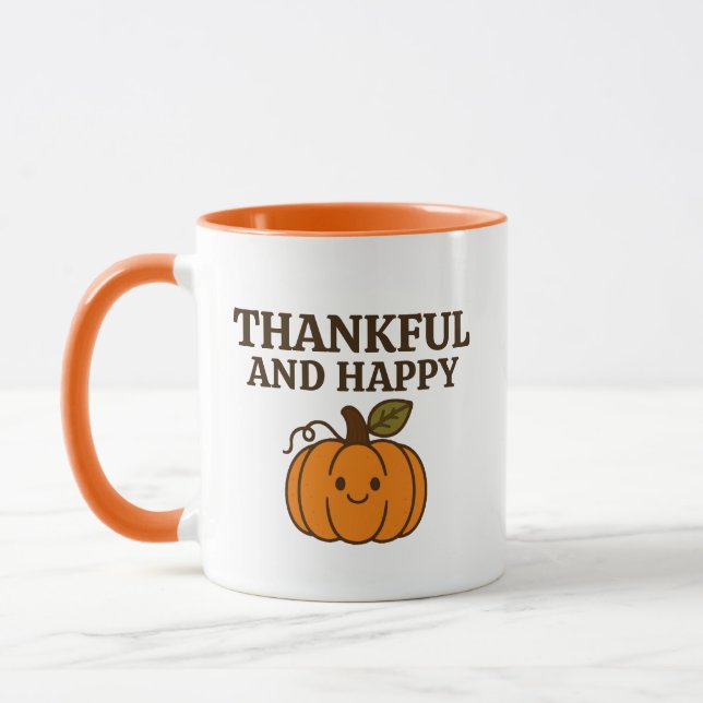 Taza Kawaii Calabaza de Otoño Gracias Feliz Día de Grac (Izquierda)