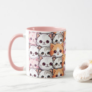 Taza Kawaii Cat feline Kitten mascota cara palo de impr