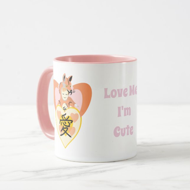 Taza Kawaii Foxy Cosplay Love Heart (Anverso izquierdo)