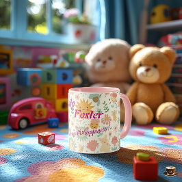 Taza Kawaii Personalizada del Sol y Floral para Ni