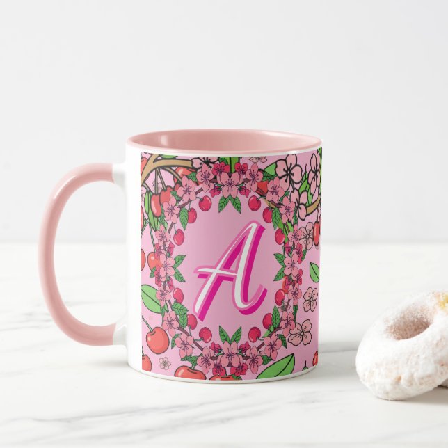 Taza Kawaii Red Cherry Vibes Cute Girly Aesthetic [Pro (Con donut)