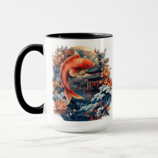 Taza Kawaii Woodblock Carpa Dragon Gate Mug