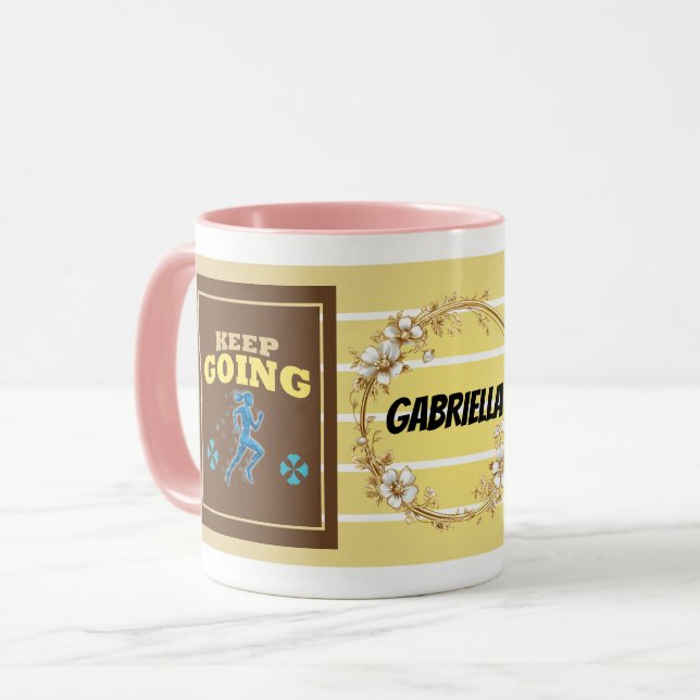 Taza Keep Going – Personalized Motivational Floral Mug  (Anverso izquierdo)