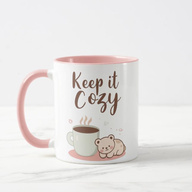 Taza "Keep it Cozy" with Sleepy Bear and Coffee (Izquierda)