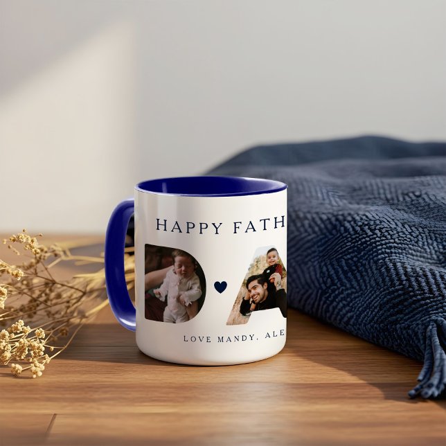 Taza Keepsake personalizado del Día del Padre de la Mar (DAD Photo Navy Father's Day Personalized Keepsake Mug)