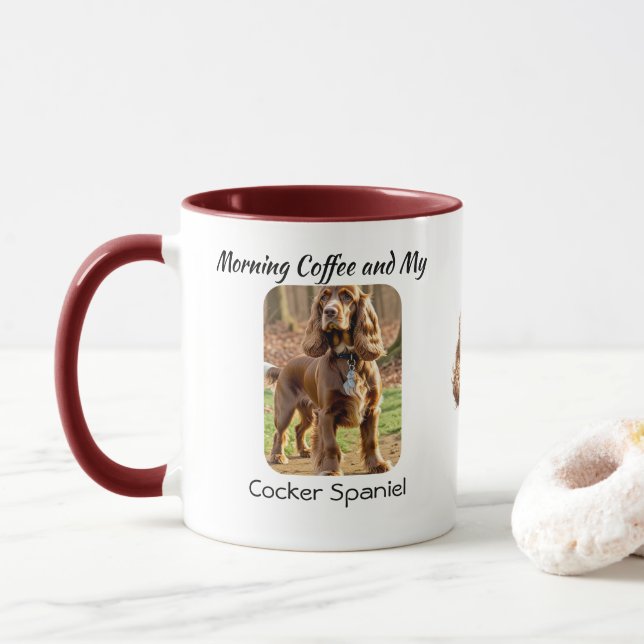 Taza Keepsake Photo Cocker Spaniel Personalize (Con donut)