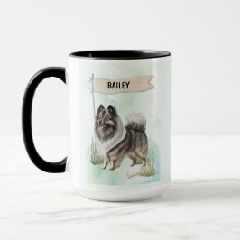 Taza  Keeshond Watercolor Personalized Dog