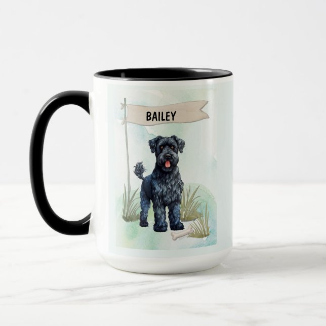 Taza Kerry Blue Terrier Acuarela Personalizada  (Izquierda)